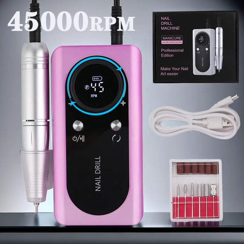 Rechargeable USB Nail Drill Low Noise Manicure Sander Kit