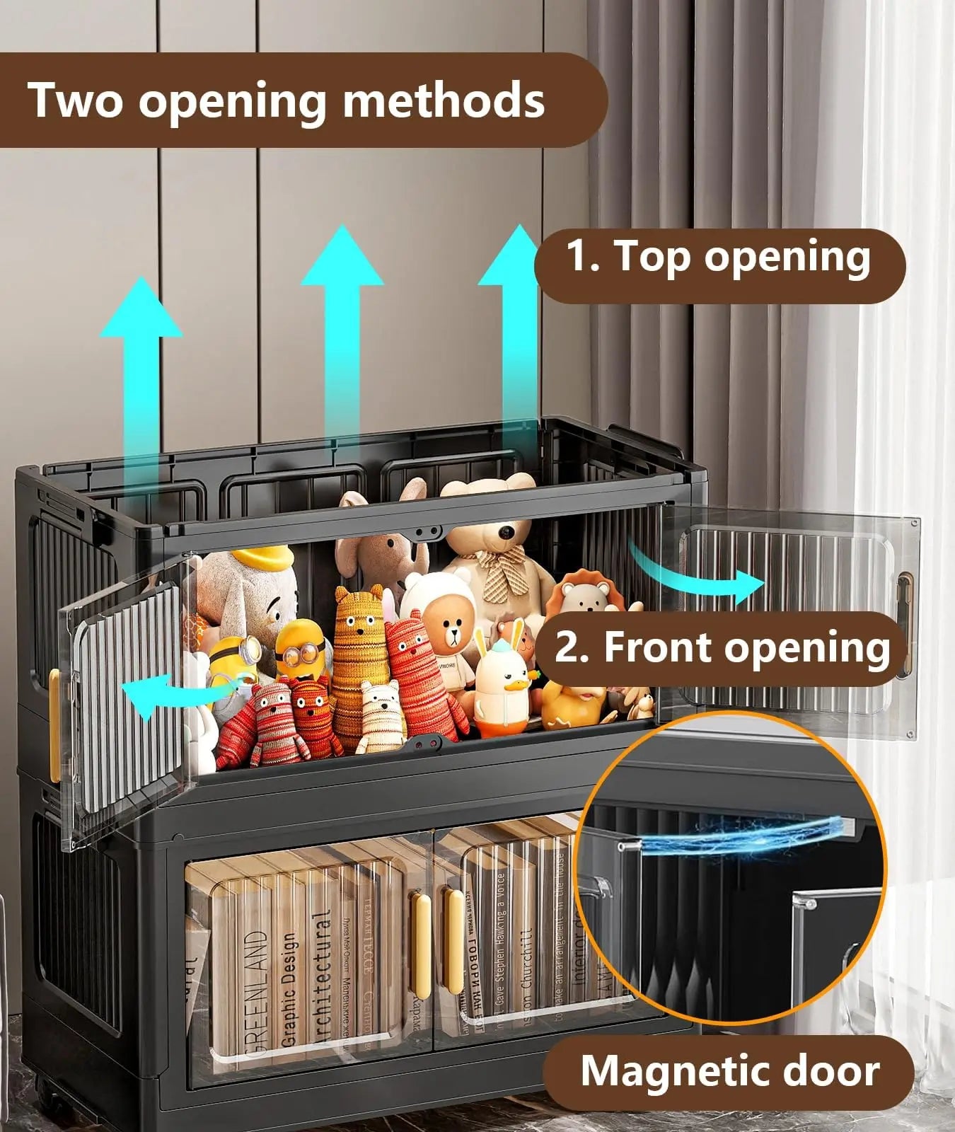 4-Tier Stackable Storage Bins With Lid Foldable Plastic Drawers
