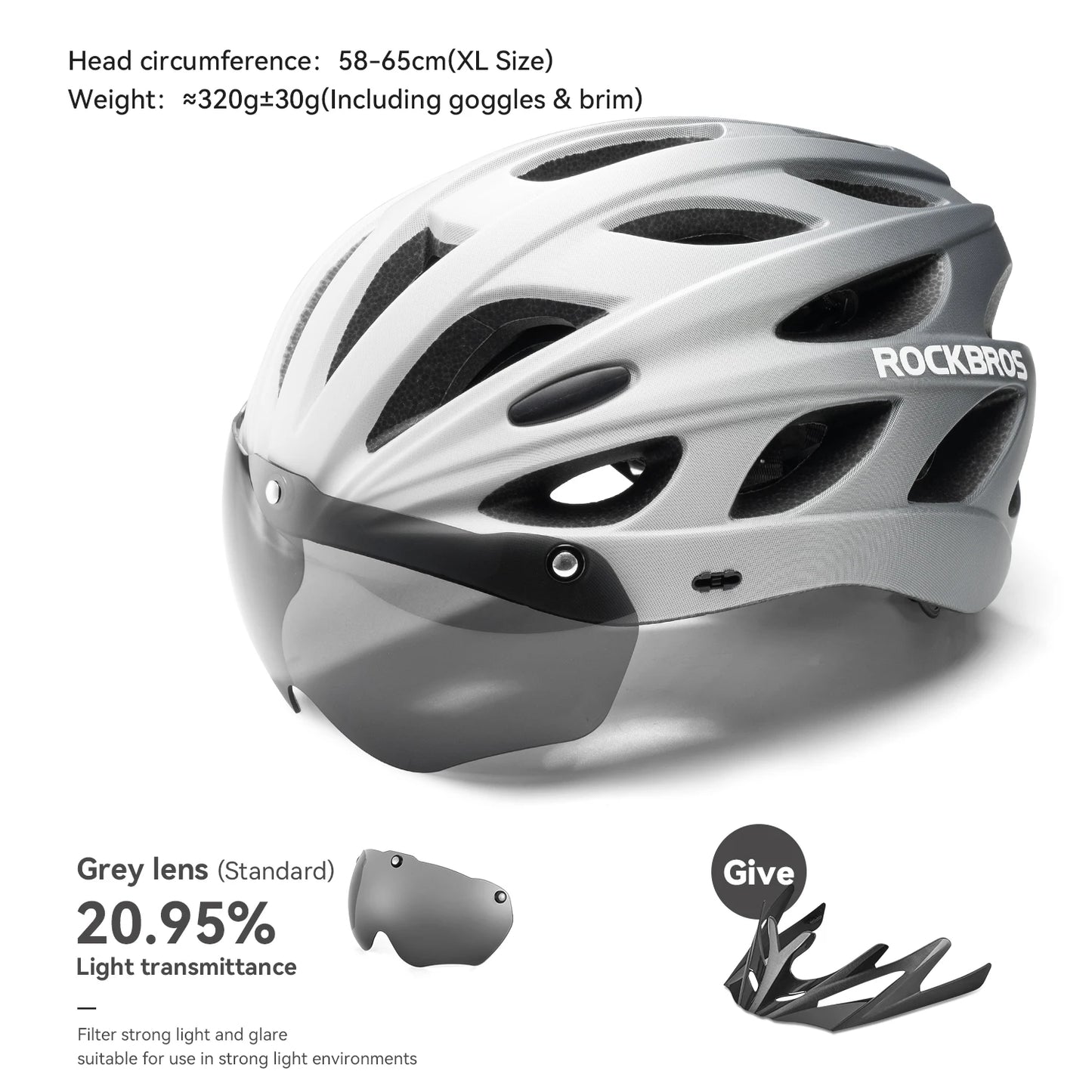 RockBros Cycling Helmet With Goggles Integrated Safety For Men Women