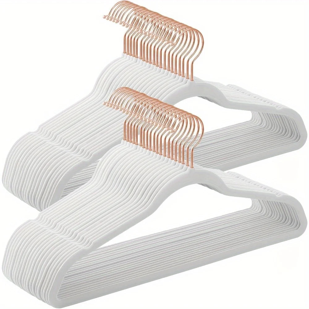 DIAMRI 50pc Rotating Velvet Non-Slip Hangers With 360 Degree Hook