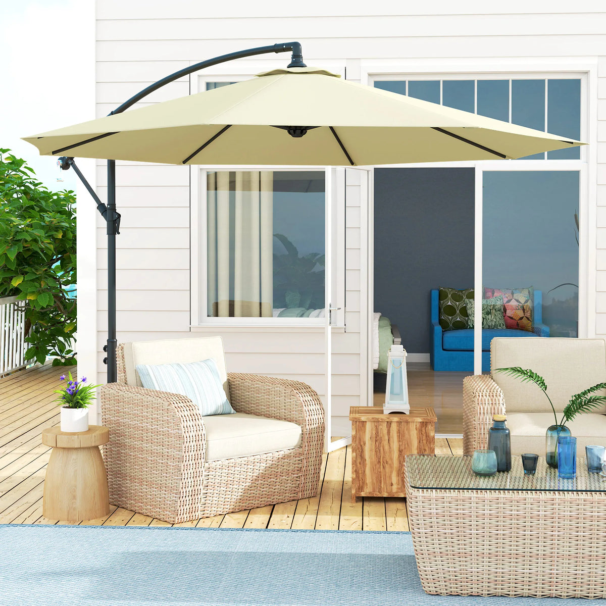 Outsunny Cantilever Offset Patio Umbrella With Tilt UV And Water Resistance