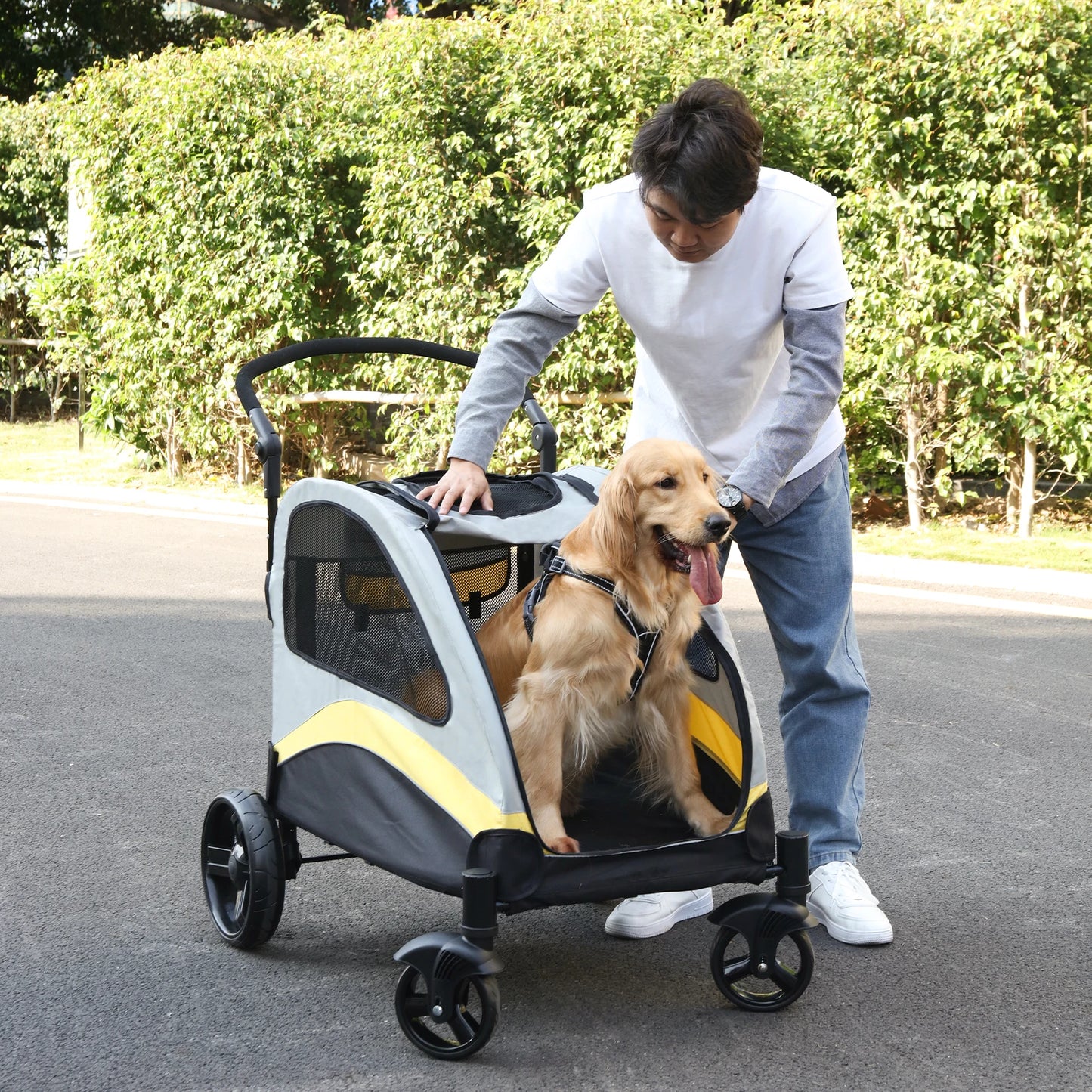 Ultra Large 4 Wheeler Foldable Dog Stroller Jogger Wagon Cart
