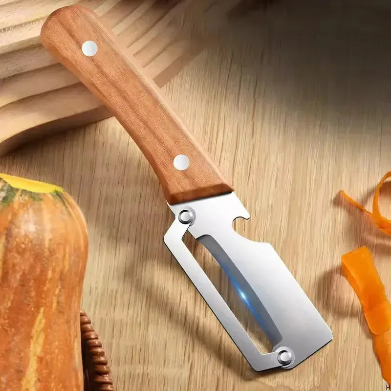 Stainless Steel Vegetable Peeler With Wooden Ergonomic Handle