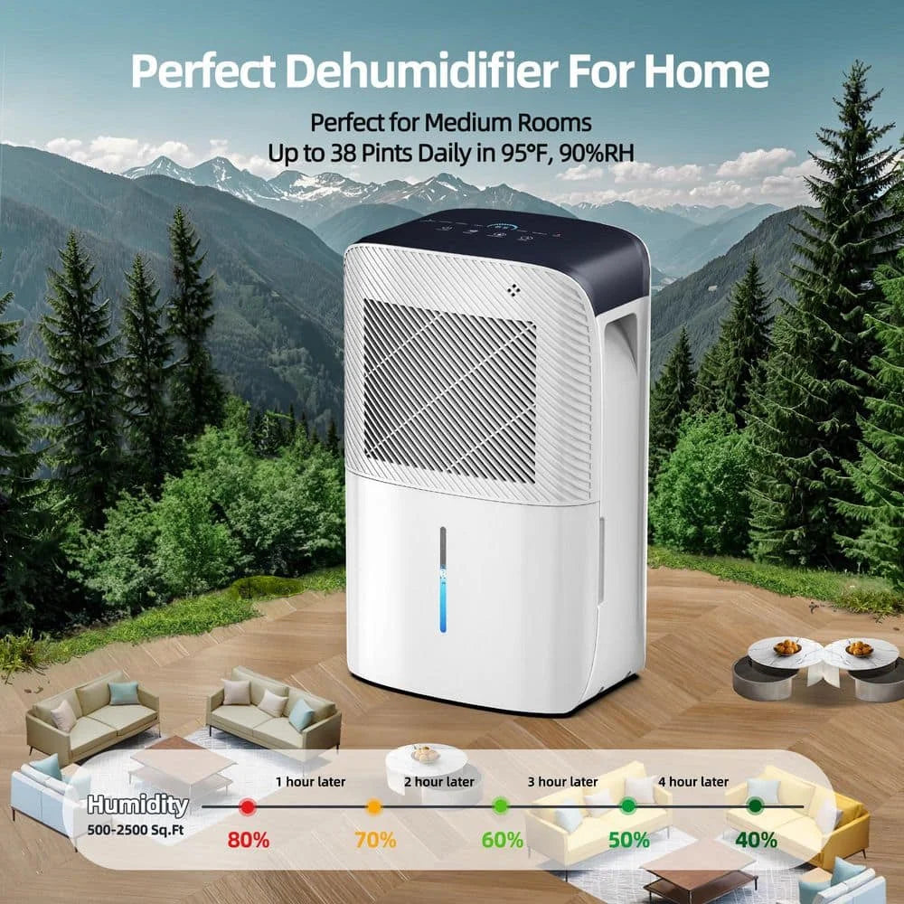 AIRPLUS Portable Dehumidifier With Auto Defrost And Continuous Run