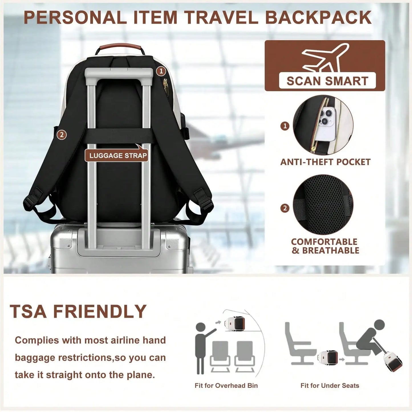 Unisex Laptop Backpack With USB Port And Anti Theft
