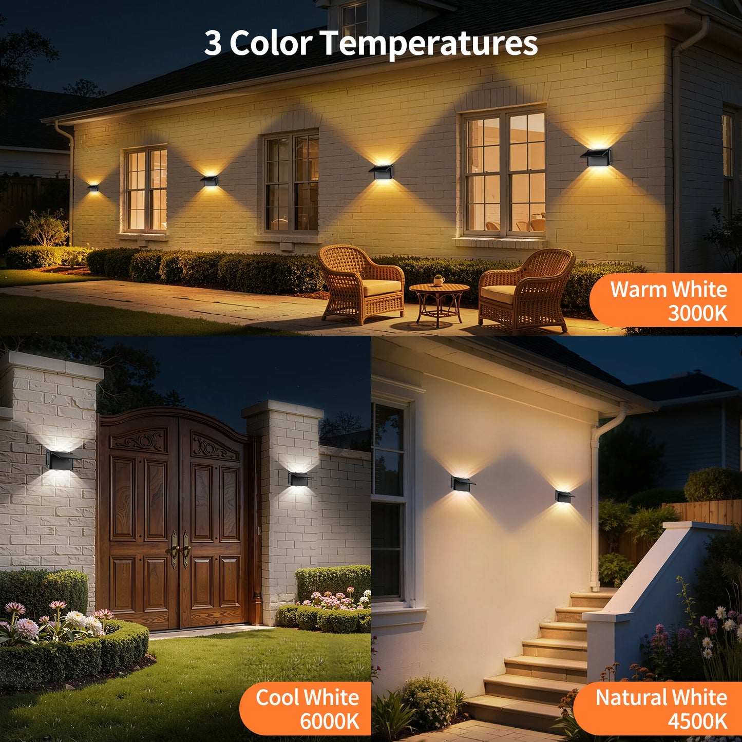Intelamp IP65 Solar Wall Lights With Remote And Color Modes