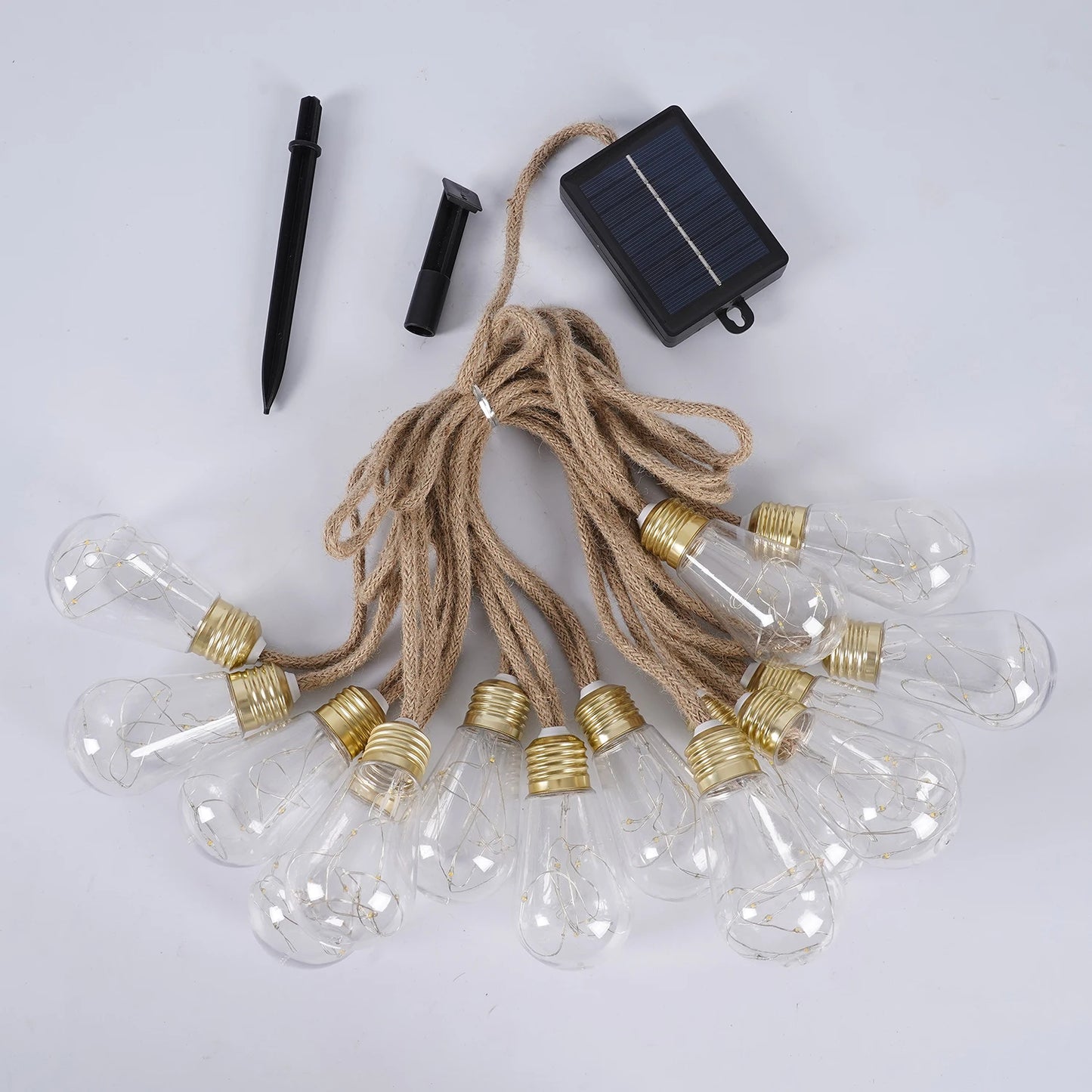 Ledoor Solar String Lights Retro Hemp Rope Outdoor Garden Decoration