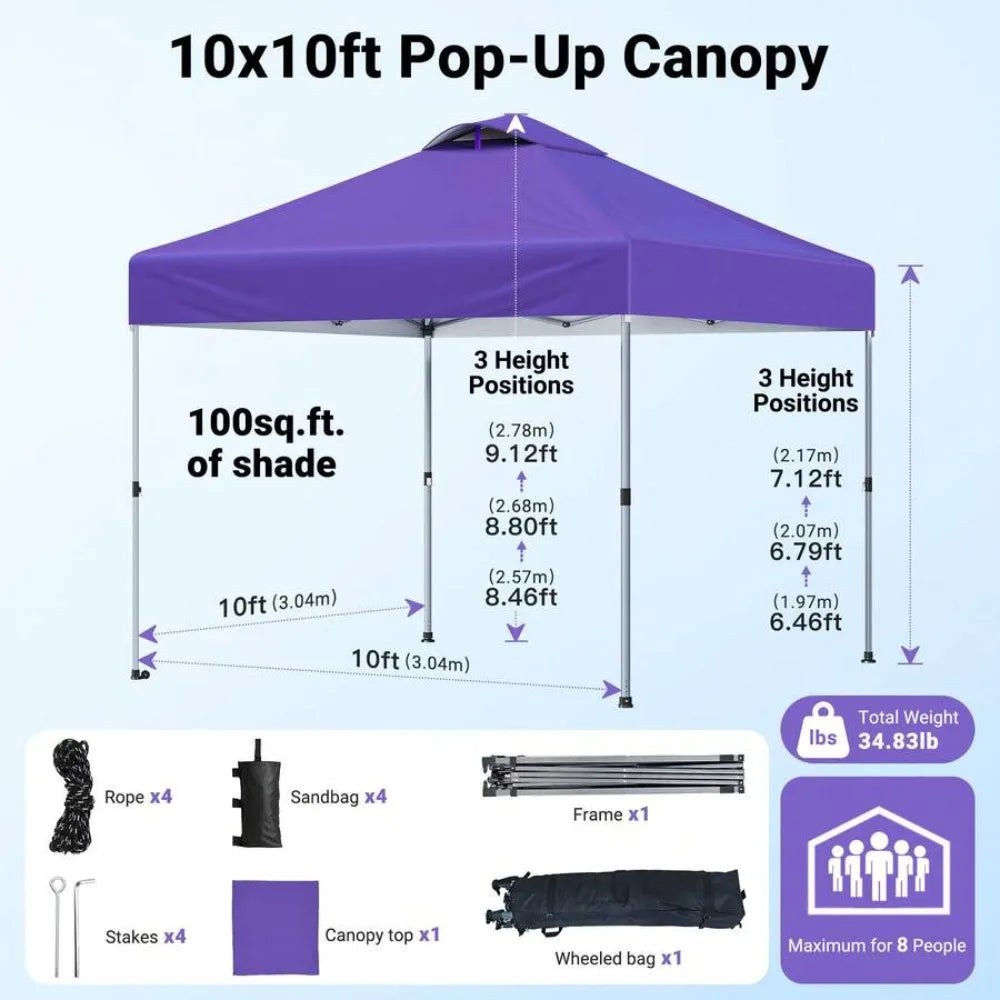 Portable Pop Up Canopy Tent With Instant Setup Carry Bag