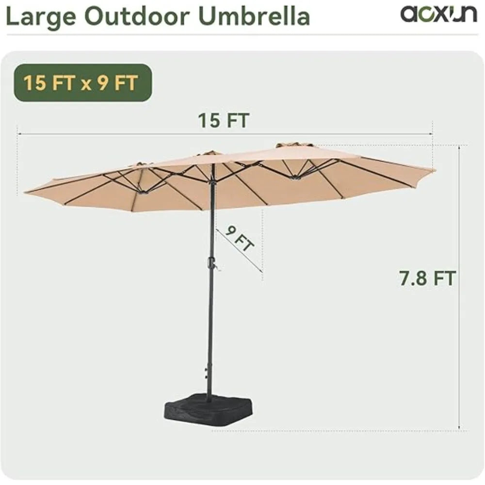 Patio Umbrella With Base Included Crank Handle For Outdoor Use