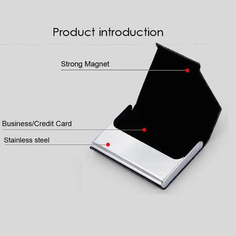 Metal Card Holder With Magnetic Cover Stainless Steel Wallet Case