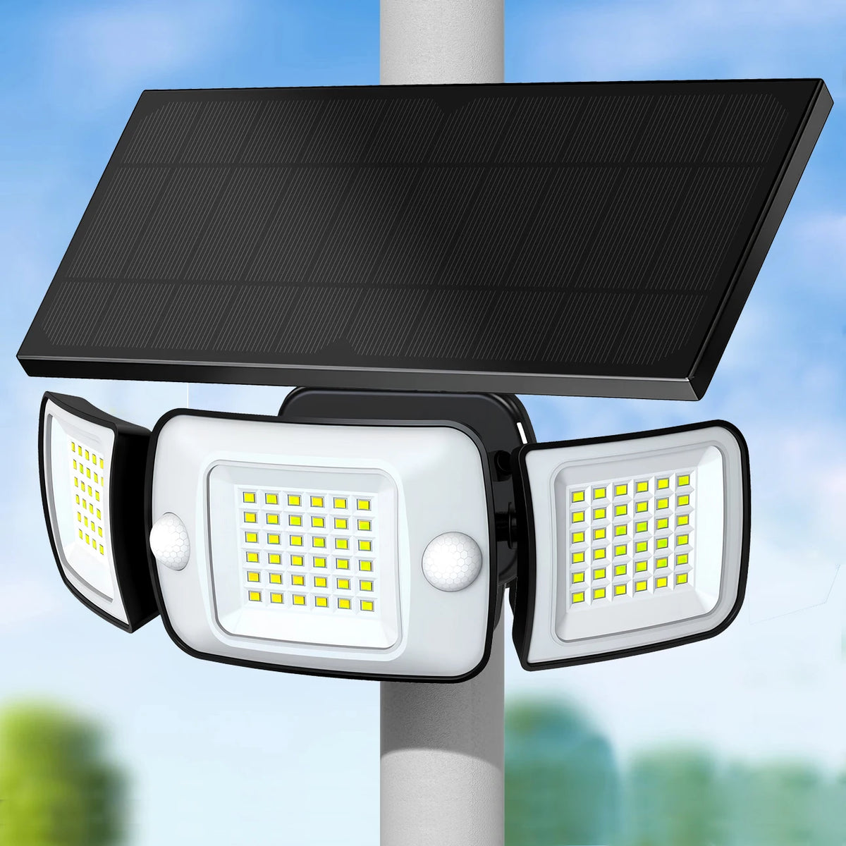 Intelamp Outdoor Solar LED Flood Light With Dual Motion Sensors
