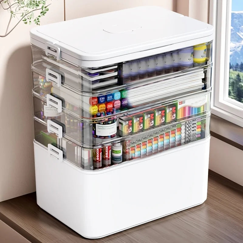Transparent Multi Layer First Aid Storage Box With Detachable Compartments