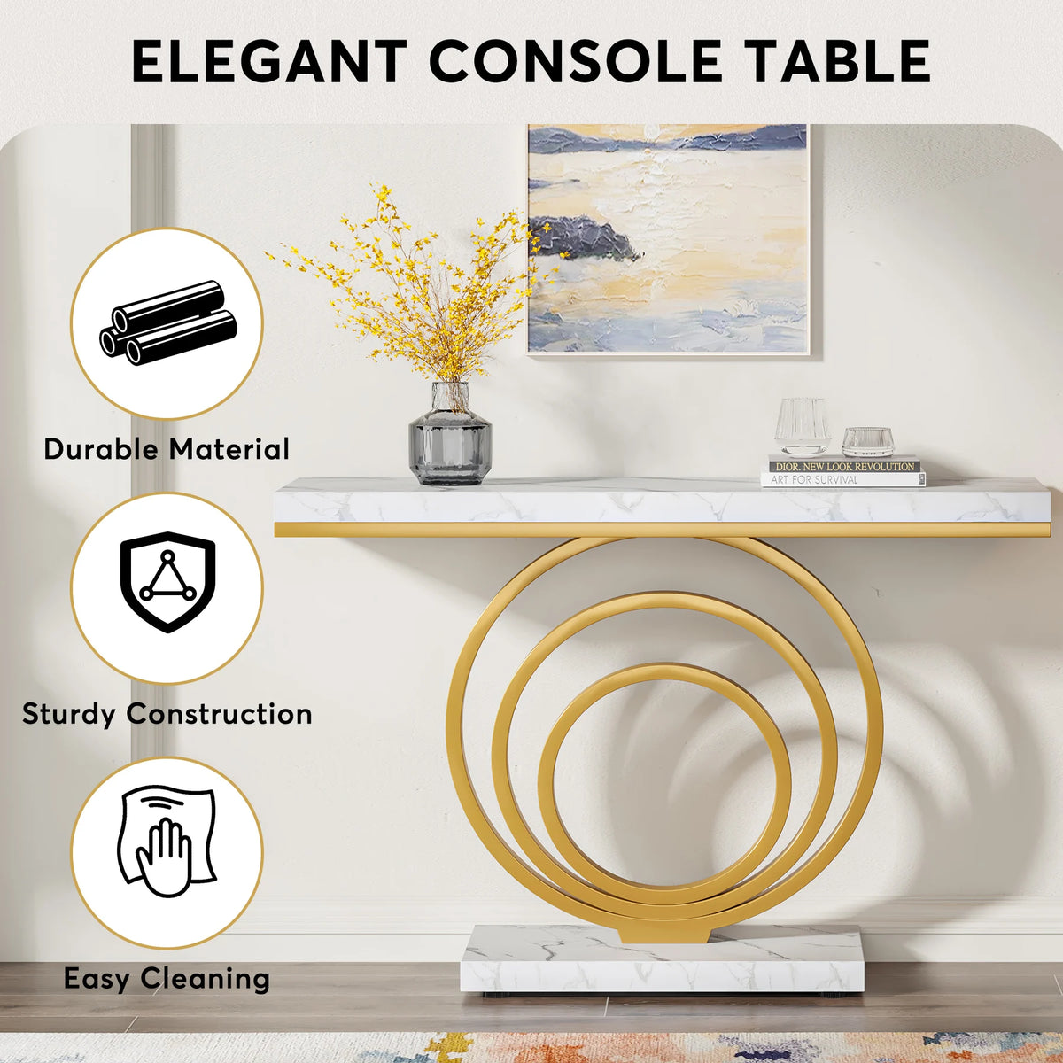 Tribesigns Modern Console Table With Unique Ring Design
