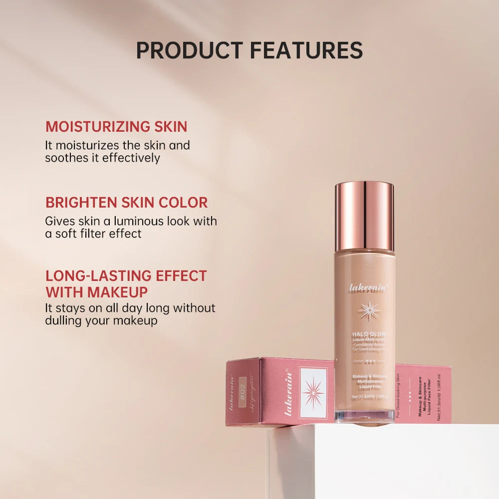 2 IN 1 Face Makeup Long-Lasting Dewy Radiant Liquid Illuminator Foundation & Highlighter Brighten Face Body Shimmer Makeup