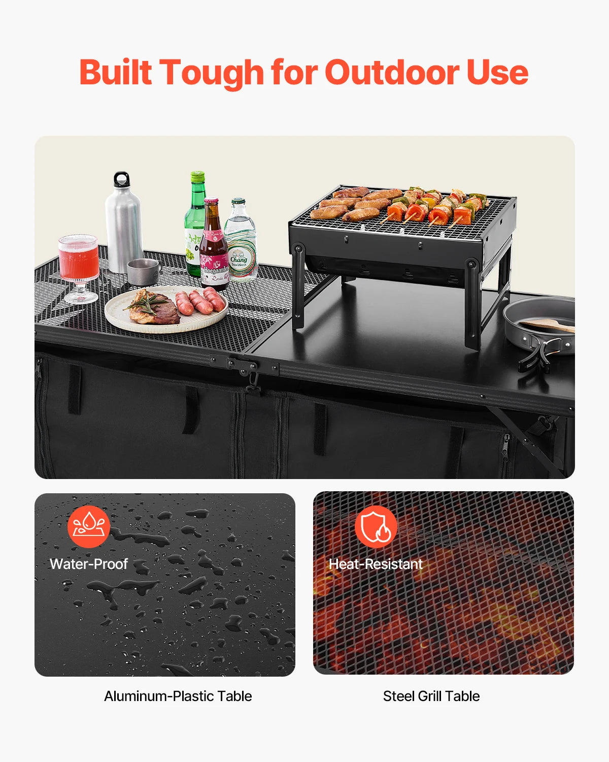 SucceBuy Portable Outdoor Camping Kitchen Table For Cooking