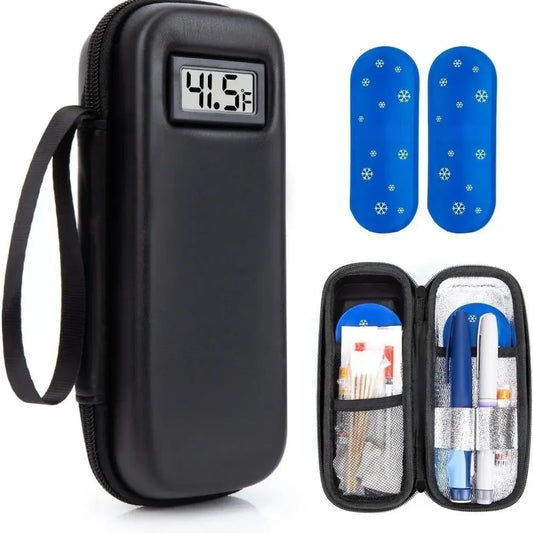 ISKYBOB Waterproof Insulin Cooler Travel Case With Thermometer Display