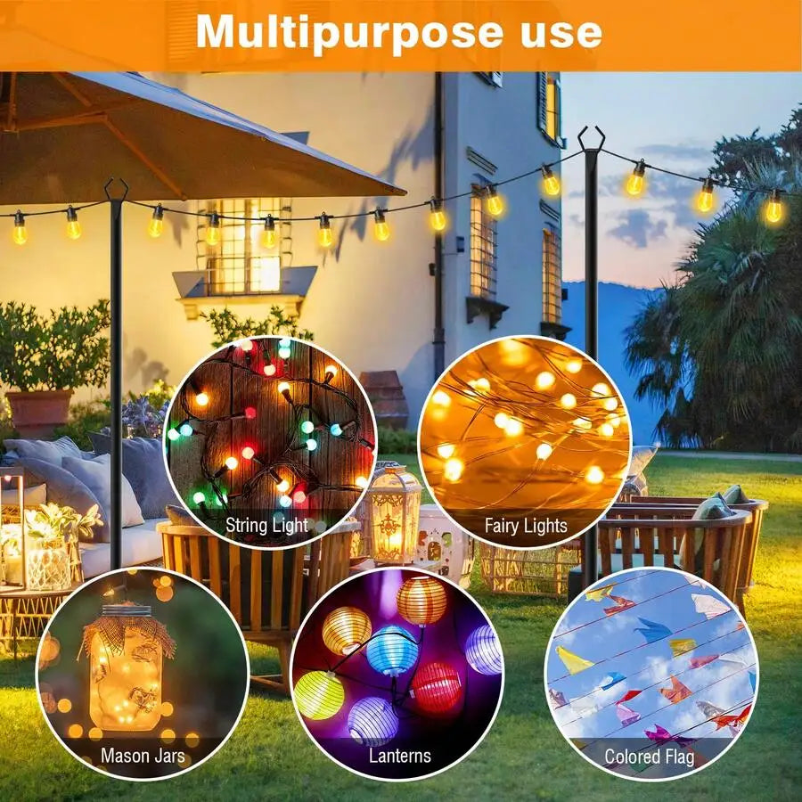 Outdoor String Light Poles With Fence Brackets For Patios