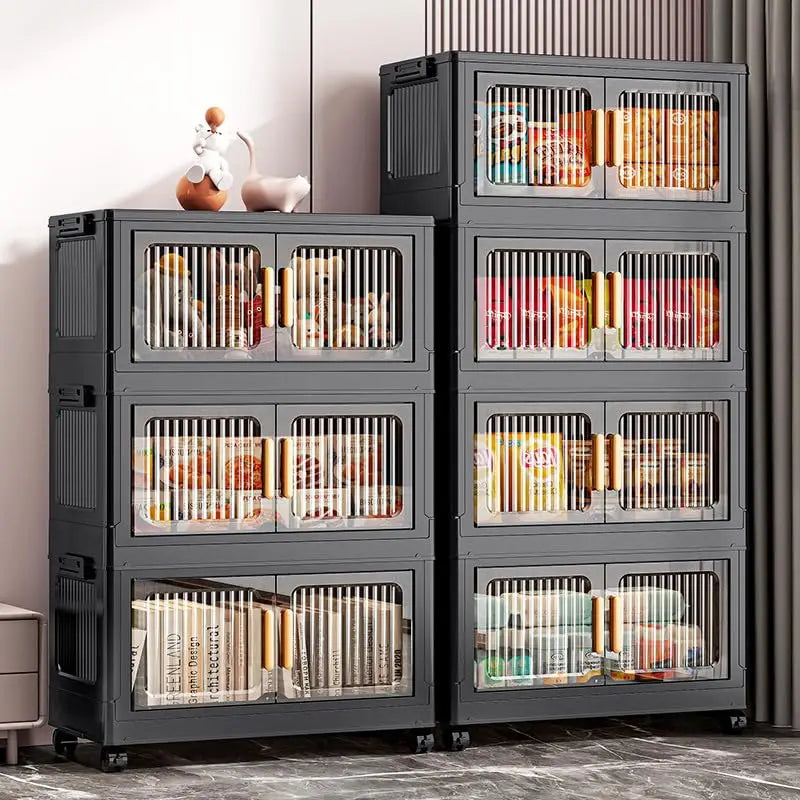4-Tier Stackable Storage Bins With Lid Foldable Plastic Drawers