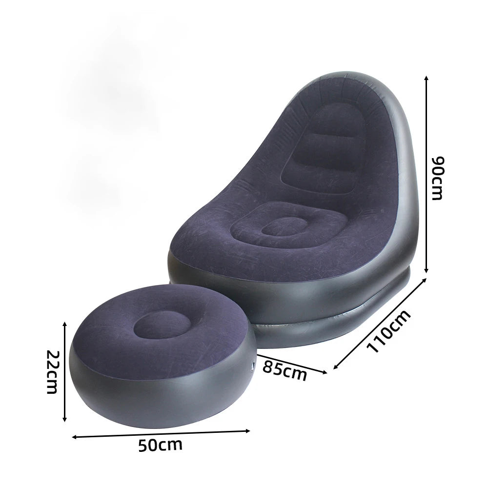 Wonflex Inflatable Flocking Lazy Sofa Set With Footstool