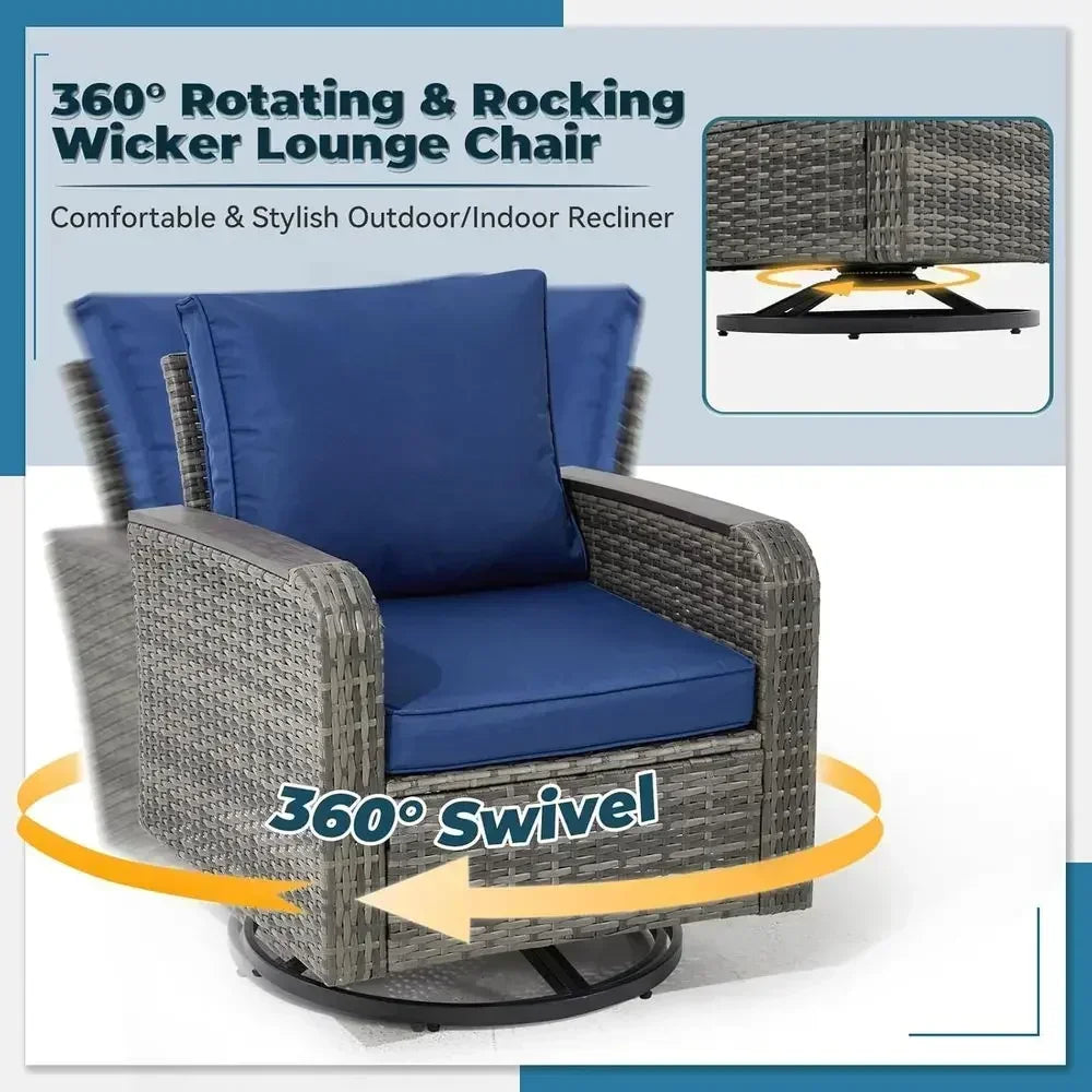 Modern Outdoor Wicker Patio Furniture Set With Swivel Chairs
