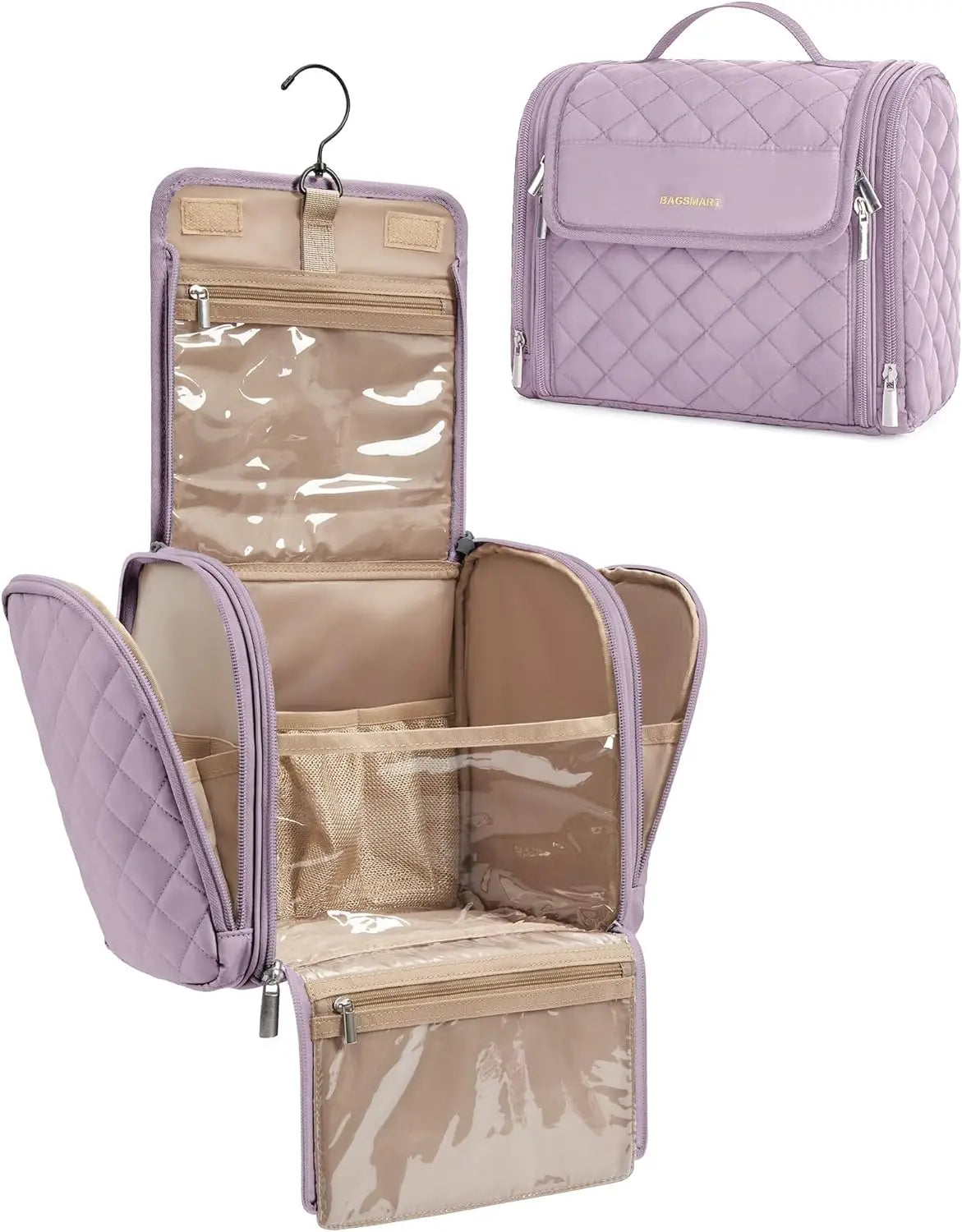 Makeup Organizer Bag With Hanging Hook Portable Large Capacity Cosmetic Case