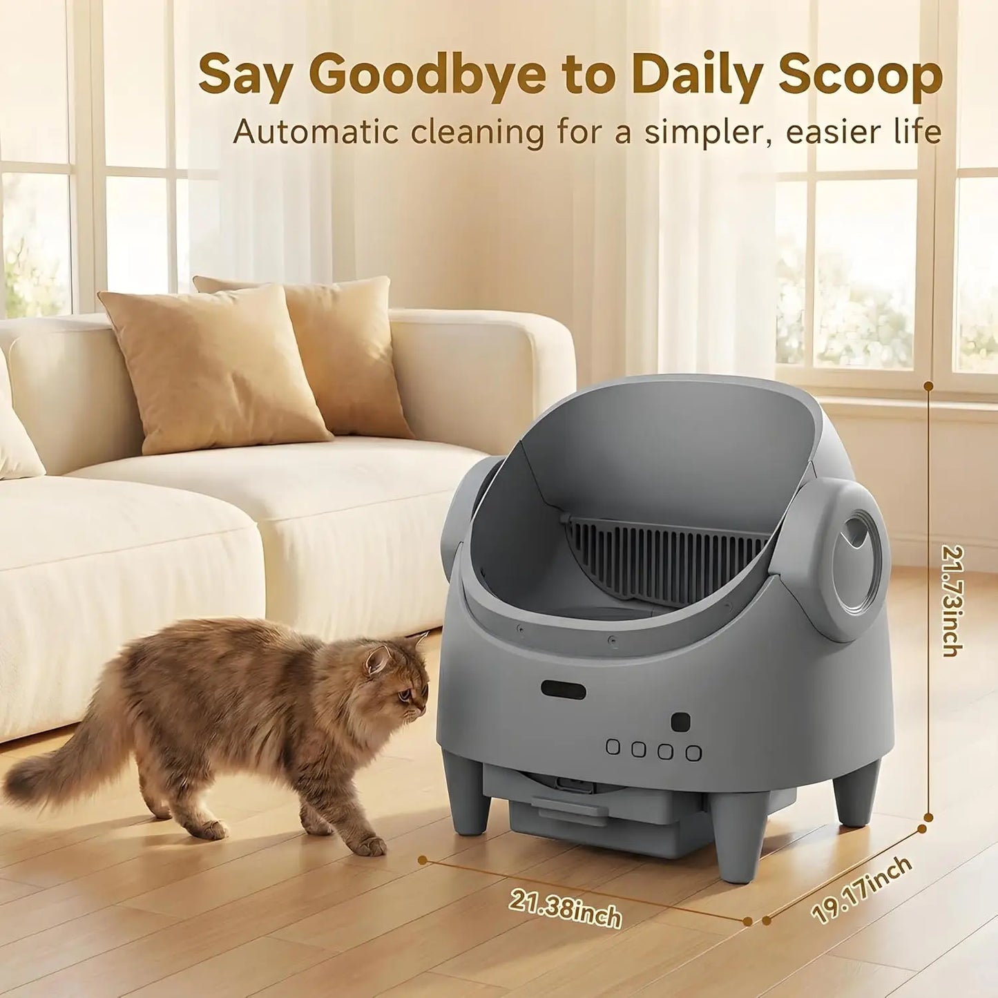 HiMISS 8L Smart Open Automatic Self-Cleaning Cat Litter Box With WiFi App
