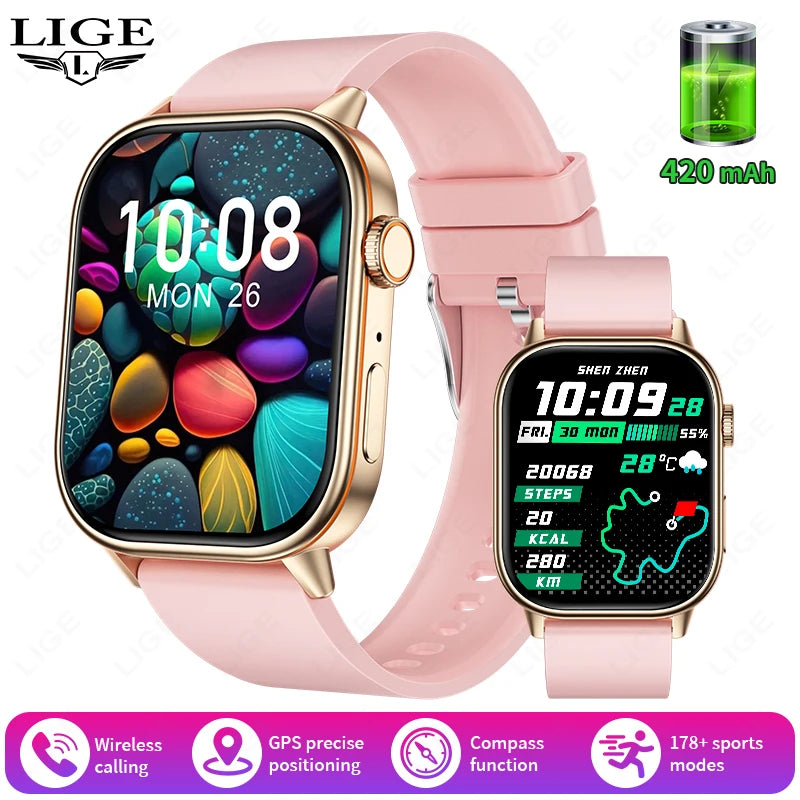 LIGE GPS Smartwatch For Android iOS HeartRate Bluetooth Calling IP68