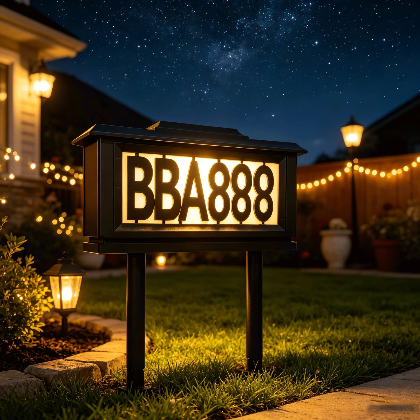 Solar Outdoor House Number Address Sign Light With Stake Lamp