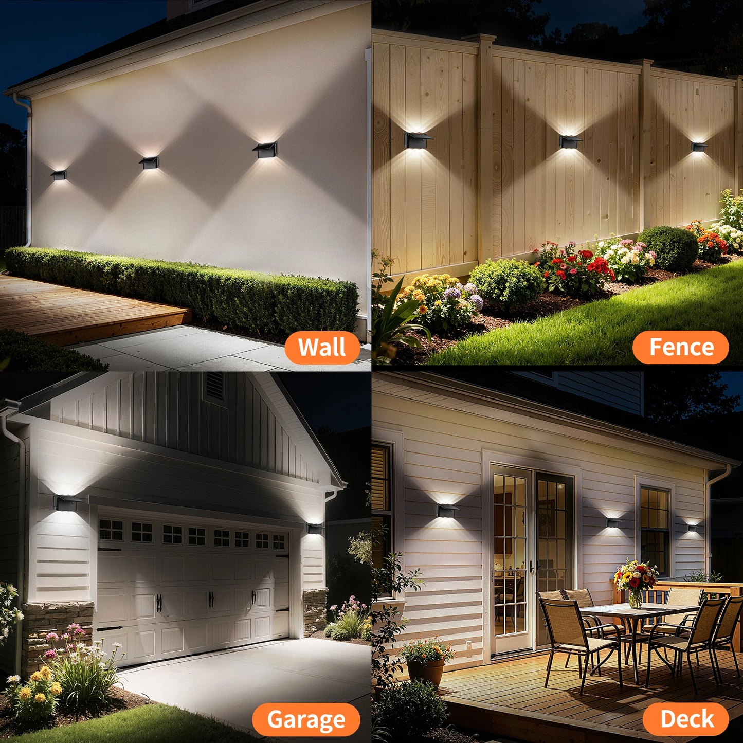 Intelamp IP65 Solar Wall Lights With Remote And Color Modes