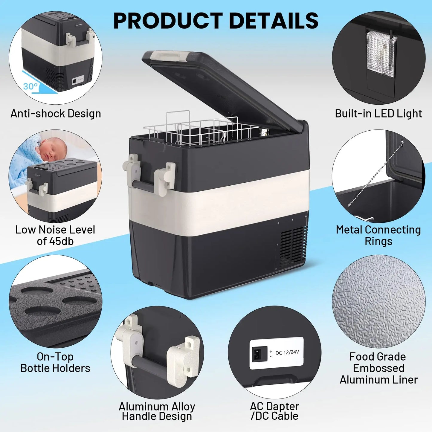 HiMISS 12V Car Refrigerator Portable Fridge Freezer