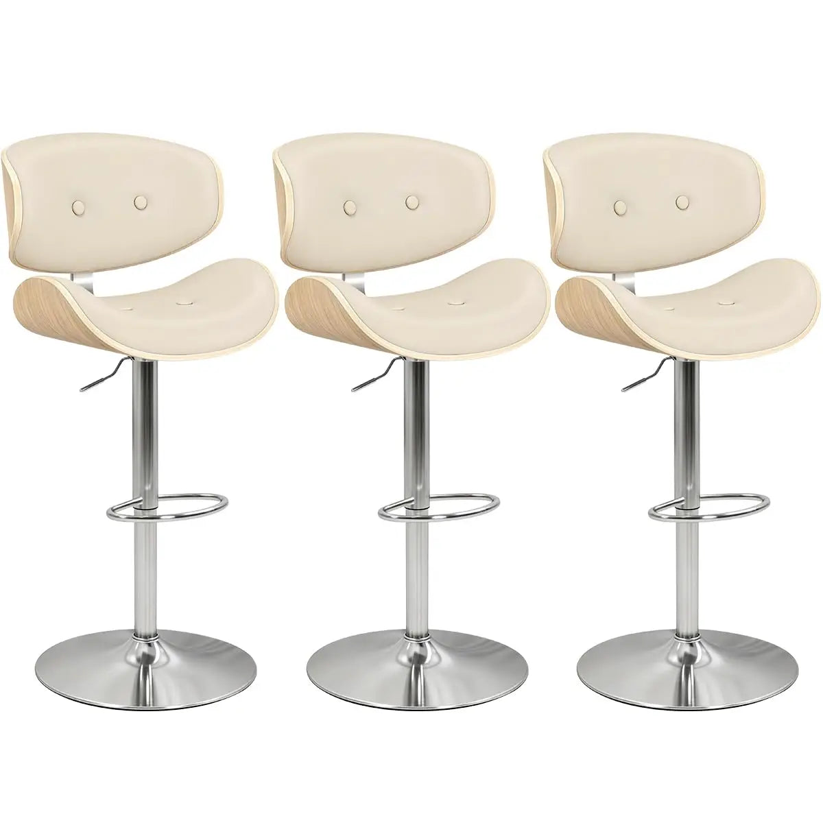GUANGBAI Adjustable Swivel Bar Stool With Back And Leather Seat