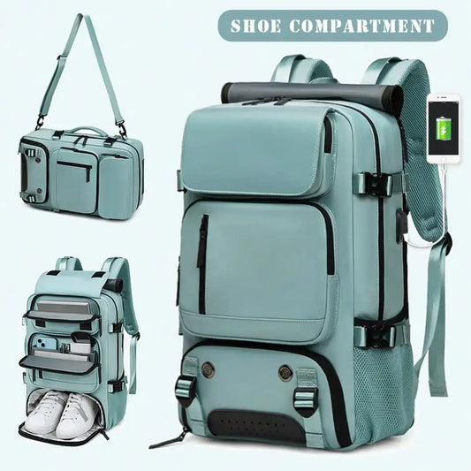 Unisex Multi-Function Hiking Backpack With USB Port And Shoe Compartment