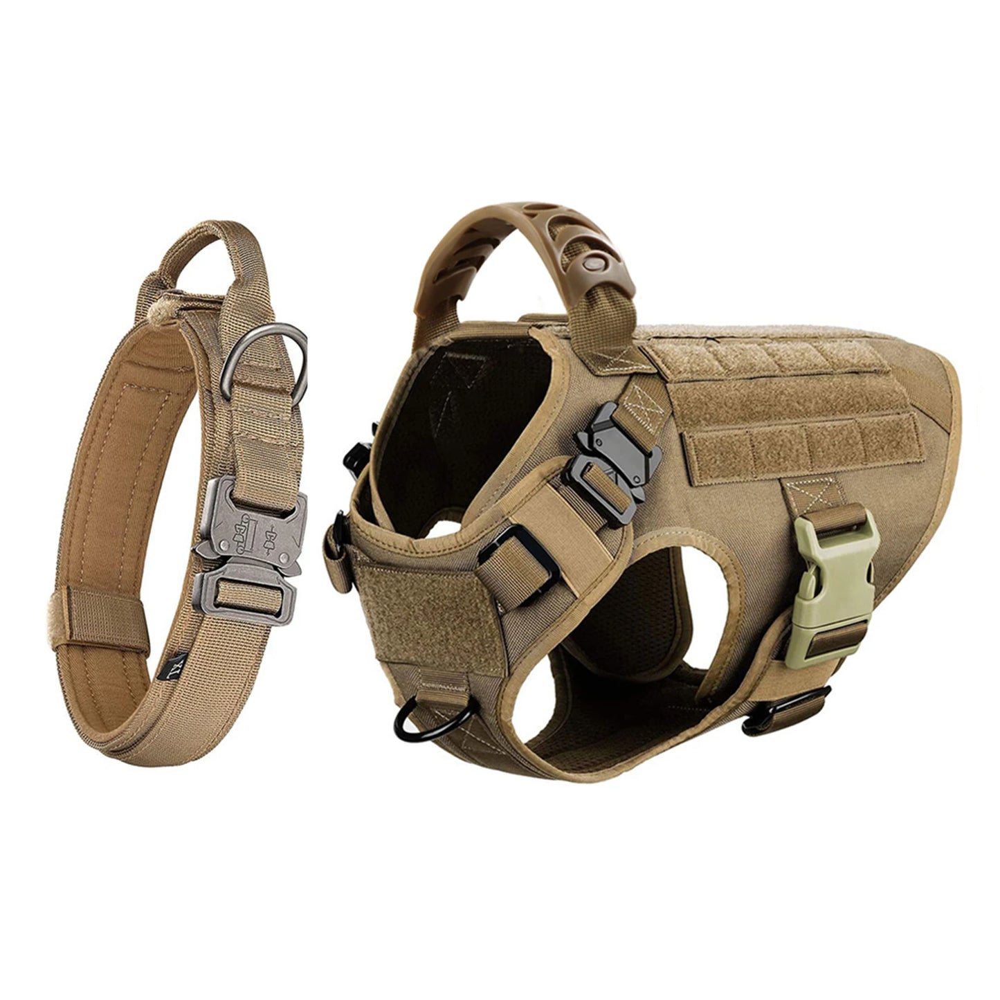 Adjustable Nylon Tactical Dog Harness And Collar Combo For All Sizes