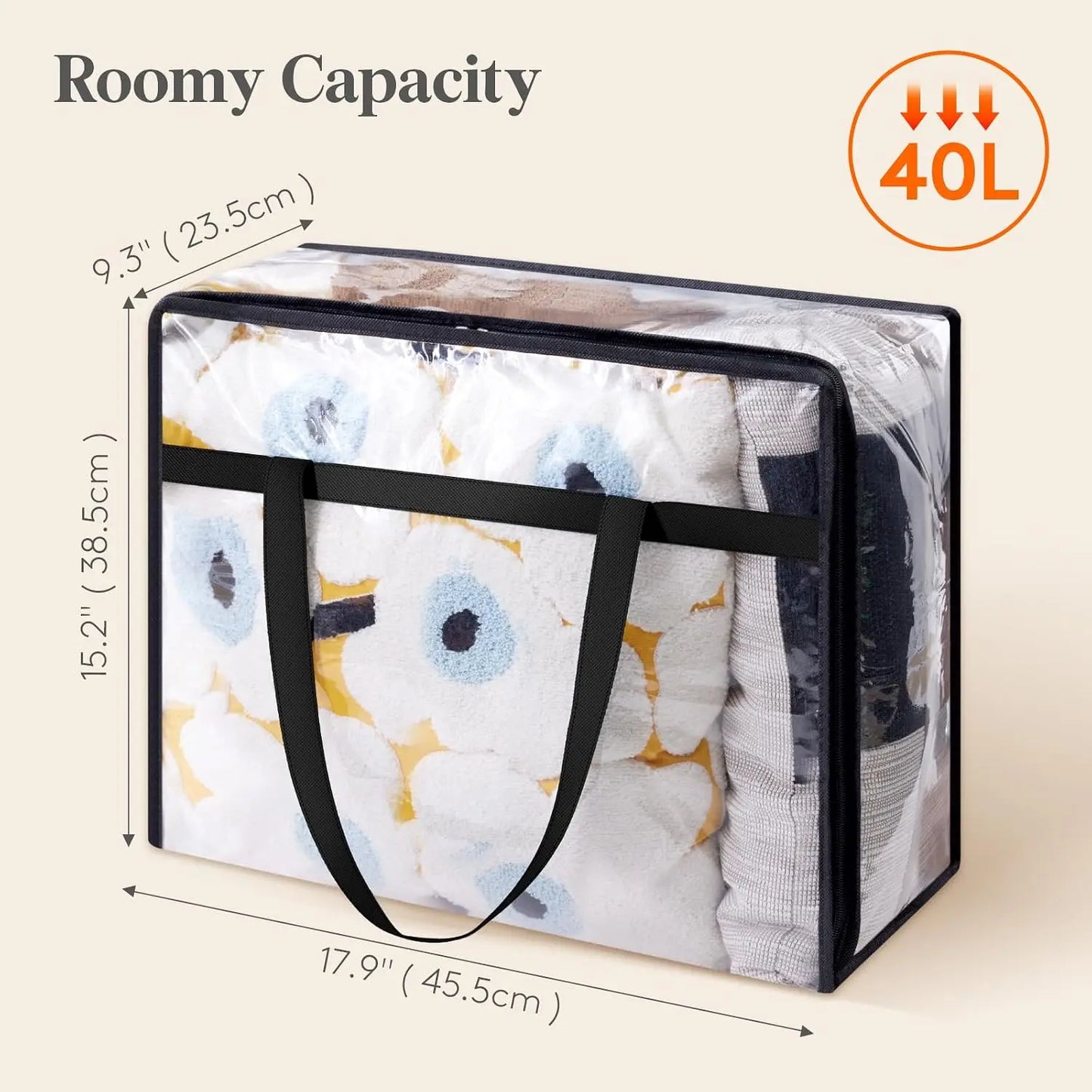 Clear 4 Pack Clothes Storage Bags With Zipper For Bedding