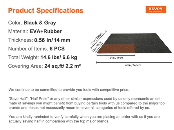 SucceBuy Interlocking Gym Floor Mats EVA Foam Rubber