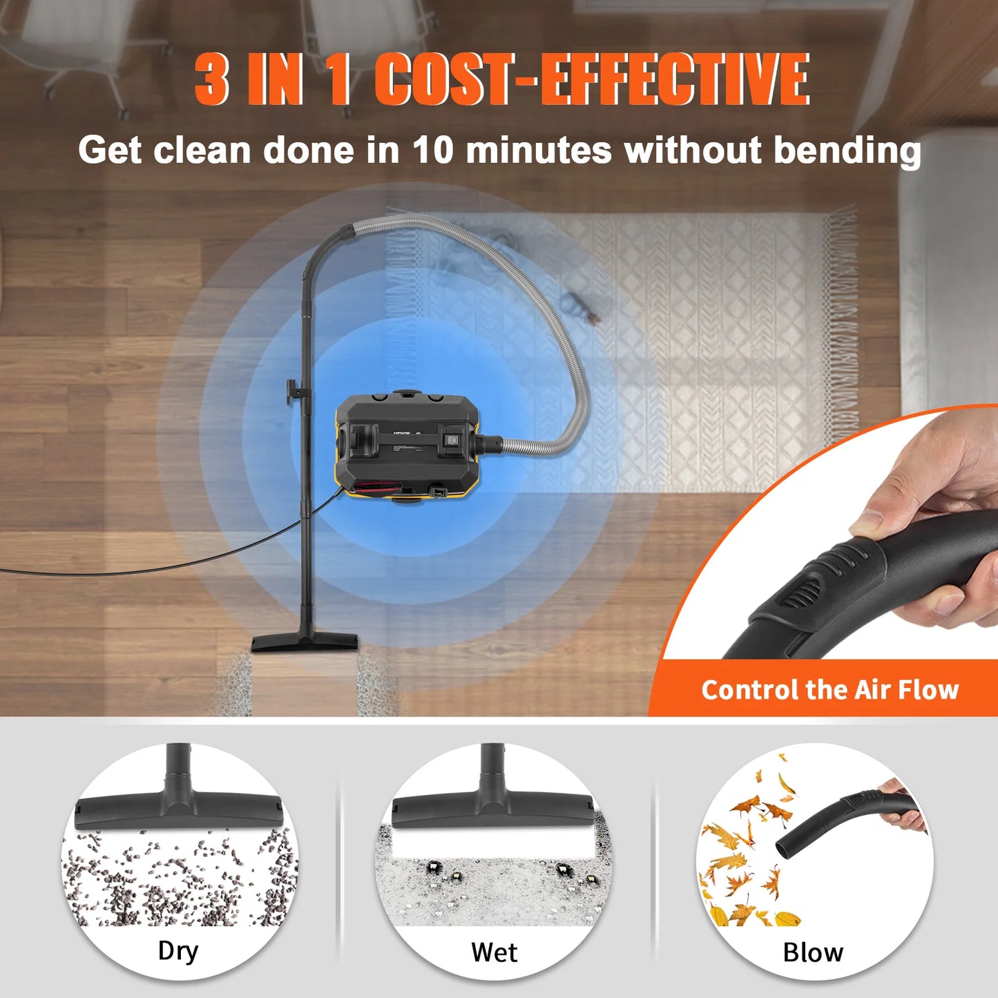 SucceBuy Portable Wet And Dry Vacuum Cleaner With 1200W Suction