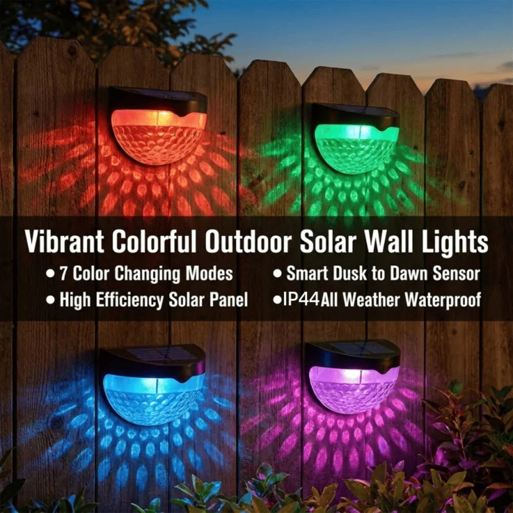 6 Pack Solar Powered RGB Fence And Deck Lights Waterproof