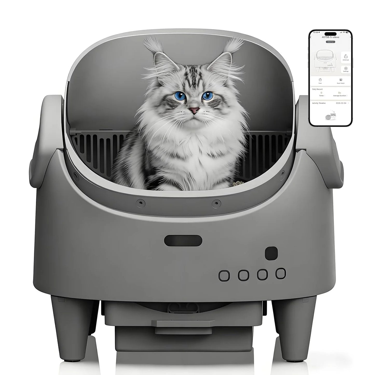 HiMISS 8L Smart Open Automatic Self-Cleaning Cat Litter Box With WiFi App