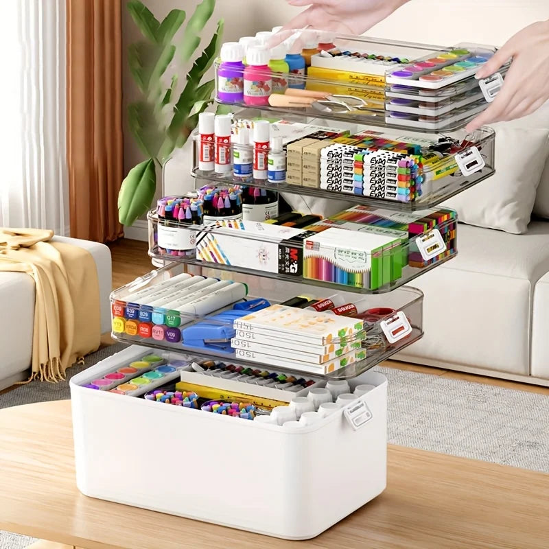 Transparent Multi Layer First Aid Storage Box With Detachable Compartments