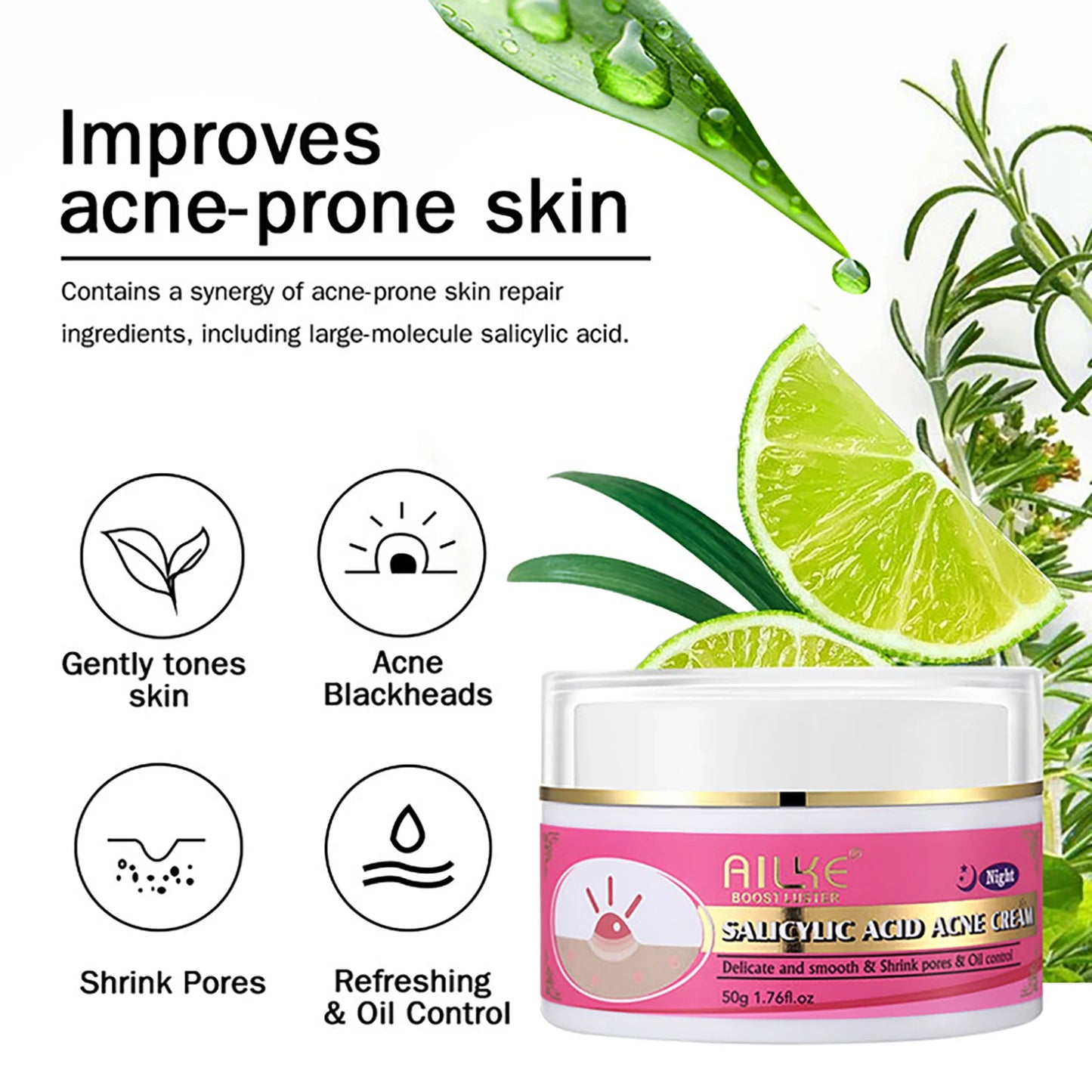 AILKE Natural Skin Brightening Cream For Acne And Stains Moisturizing