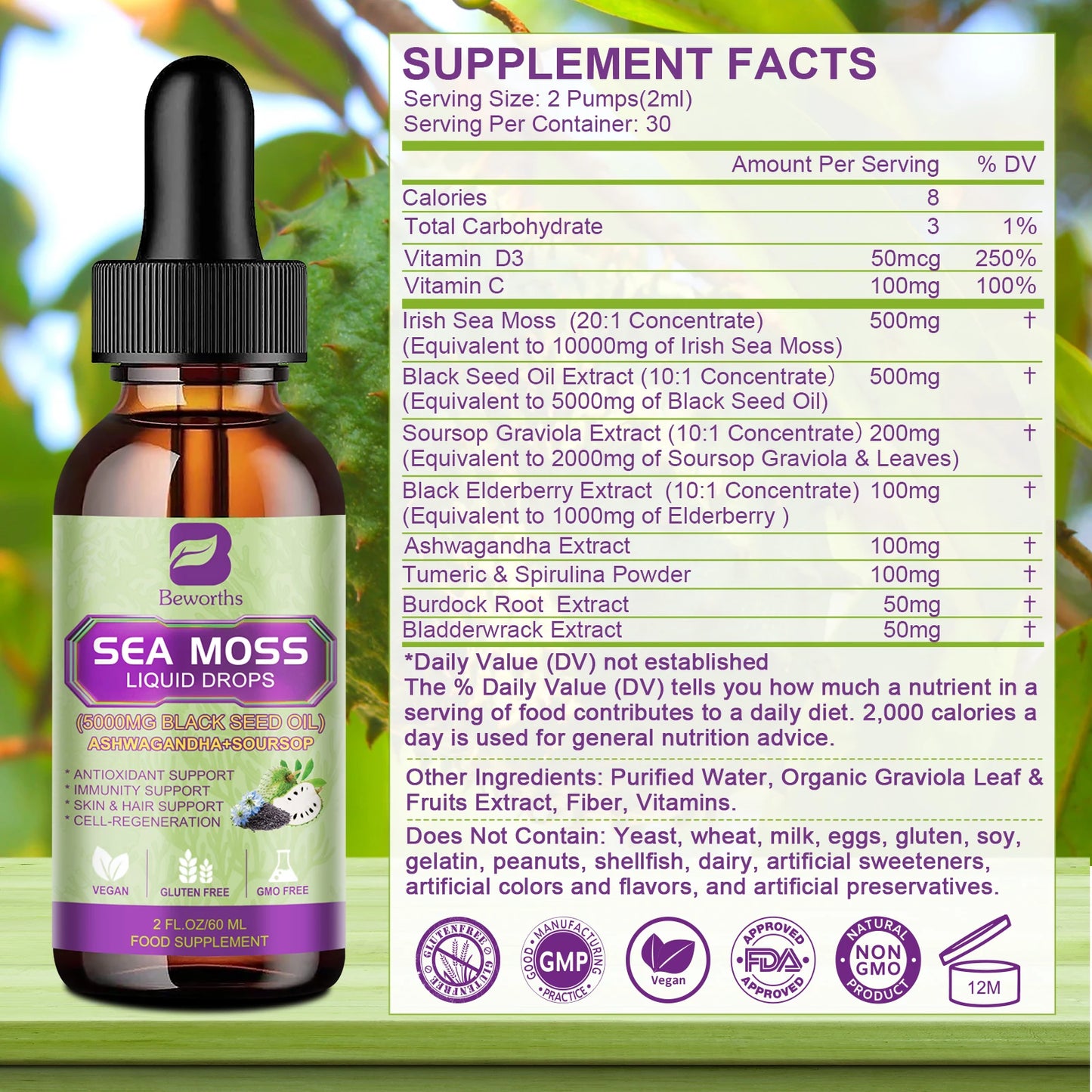Beworths Sea Moss Extract Drops Immunity, Digestion And Kidney Health