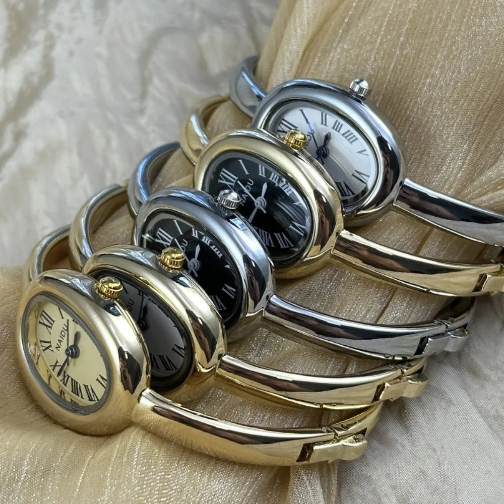 Zkceenier Stainless Steel Bracelet Watch Gold Dial Ladies Wristwatch