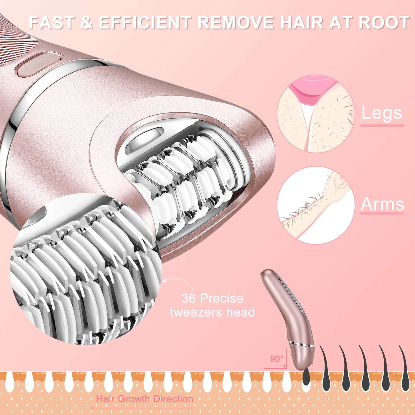 Hatteker 3-In-1 Epilator For Women USB Rechargeable Hair Removal