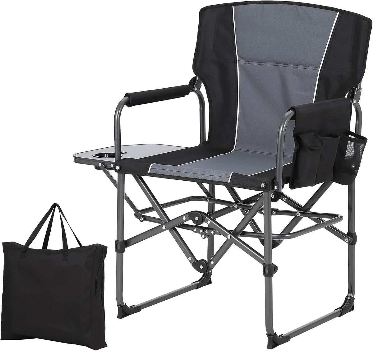 Tacleekii Oversized Folding Camping Chair With Side Table And Pocket