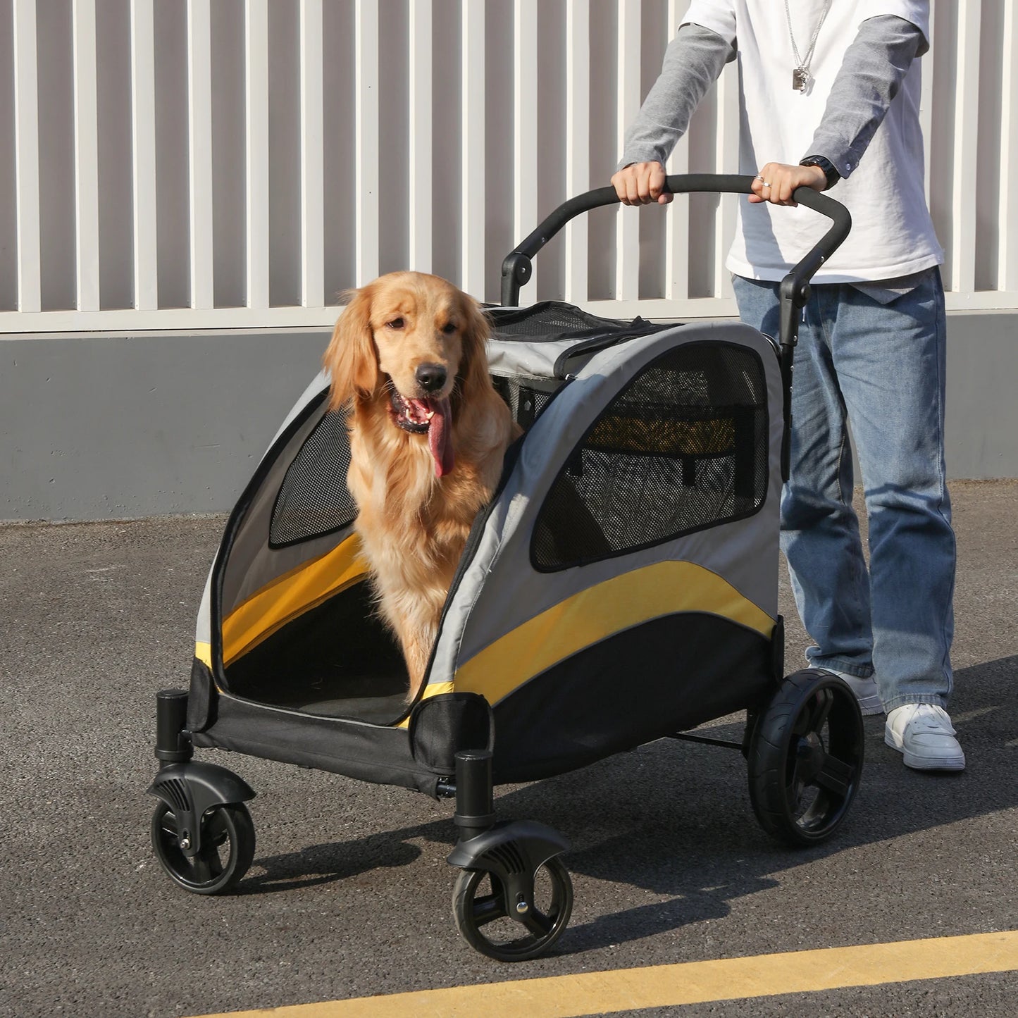 Ultra Large 4 Wheeler Foldable Dog Stroller Jogger Wagon Cart