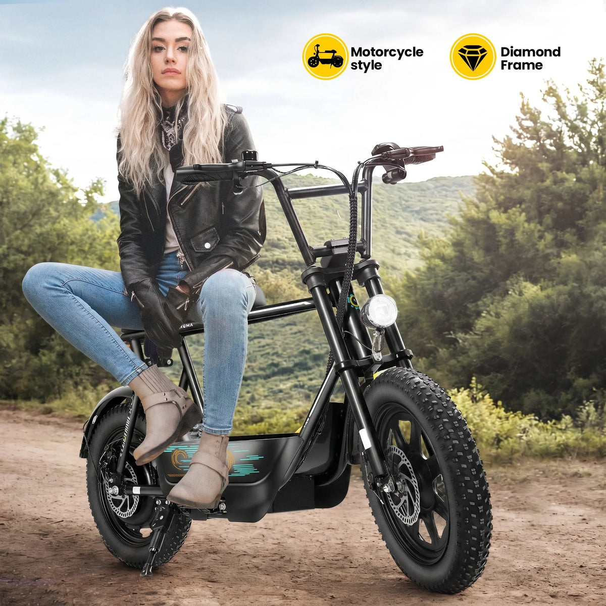 Electric Scooter With Seat, Suspension, Fat Tires And Cargo Basket