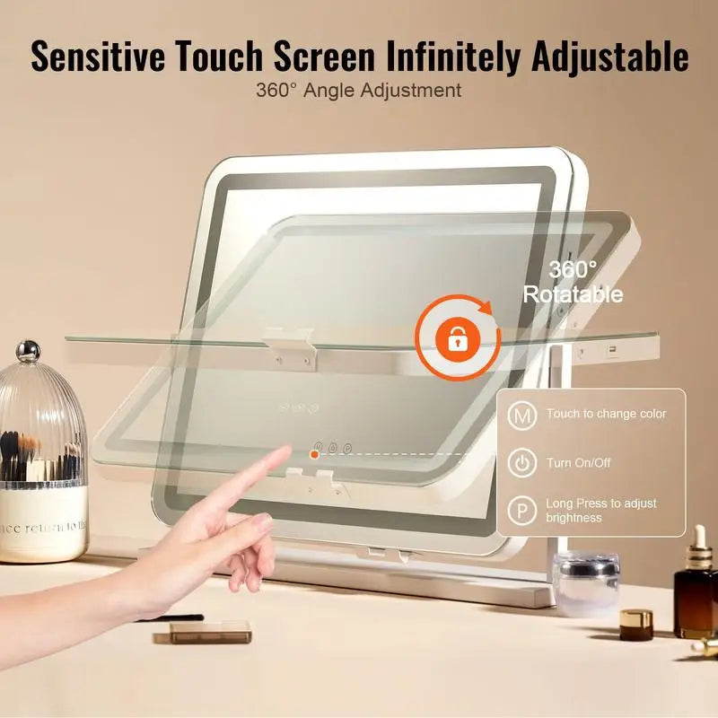 Lighted Vanity Mirror With Three Color Modes And 5X Magnification