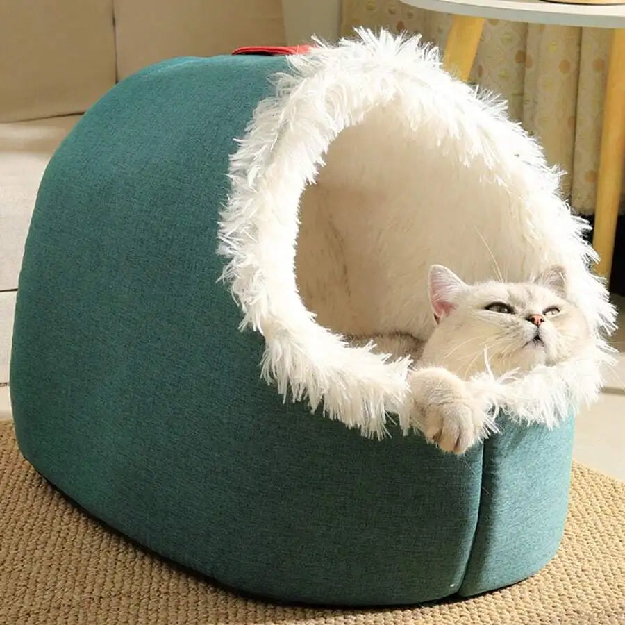 Soft Warm Cave Pet Bed Cozy Polyester House For Pets