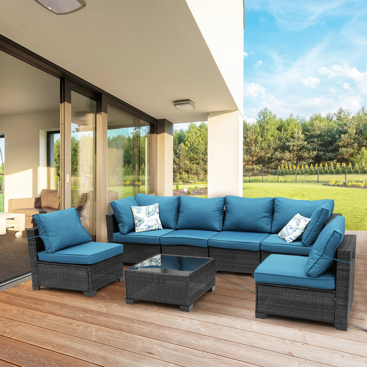 Outdoor Wicker Patio Conversation Furniture Set For Backyard