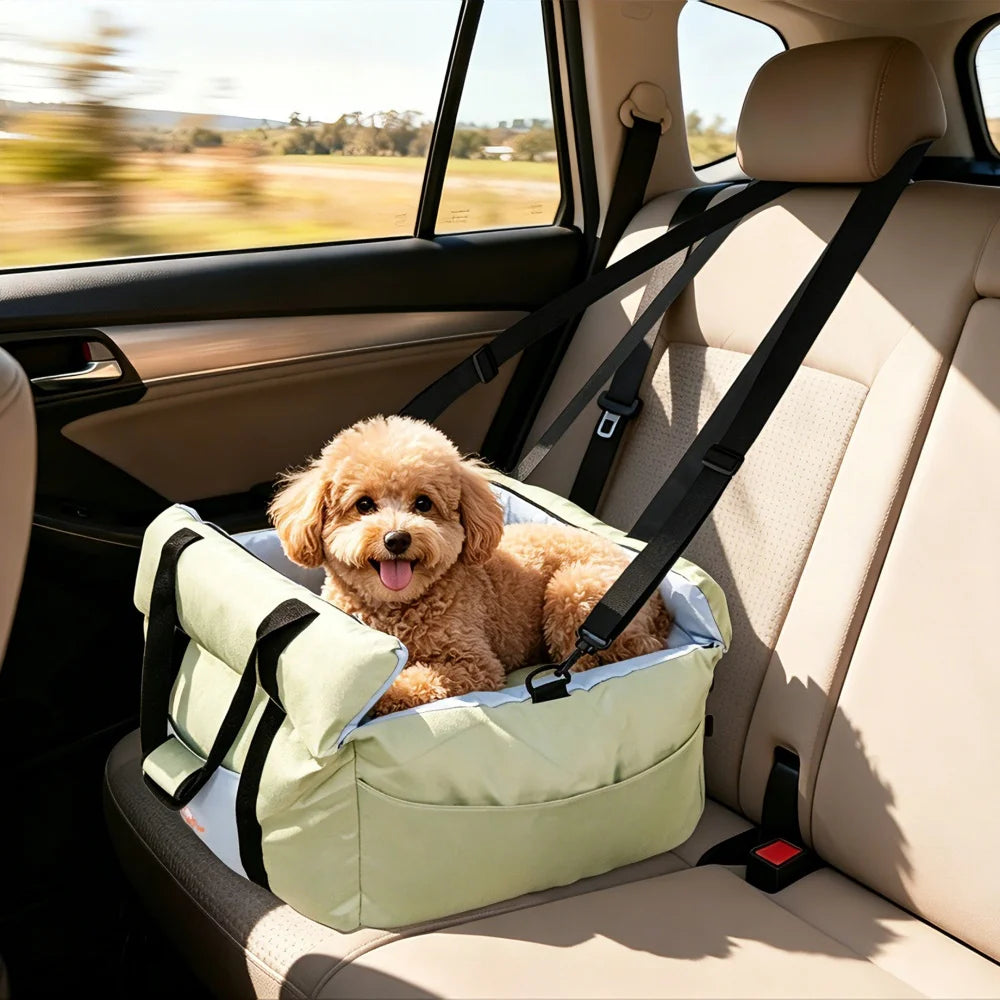 Borwart Portable Dog Car Seat Travel Bed With Safety Belt